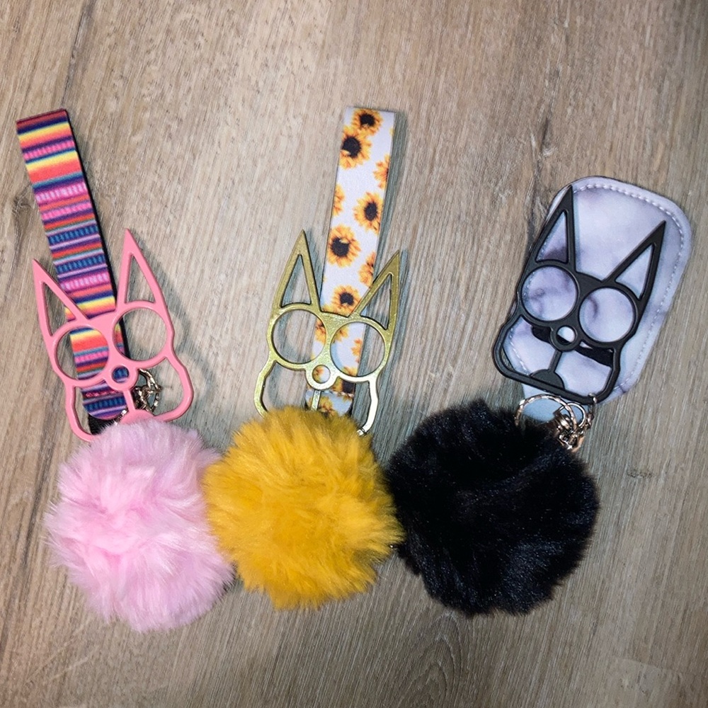 Decorative Cat chair wristlet! (Black/pink/bronze w/ choice of wristlet combo)